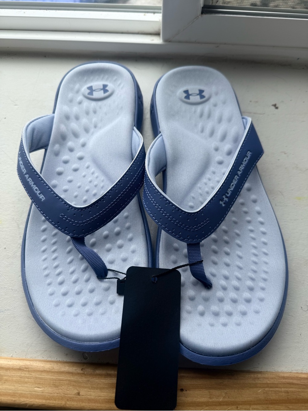Under Armour Kids' Light Blue and Navy Foam Flip Flops